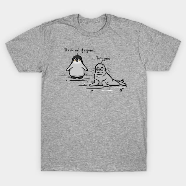 The seal of approval and his penguin friend Funny Digital Illustration T-Shirt by AlmightyClaire